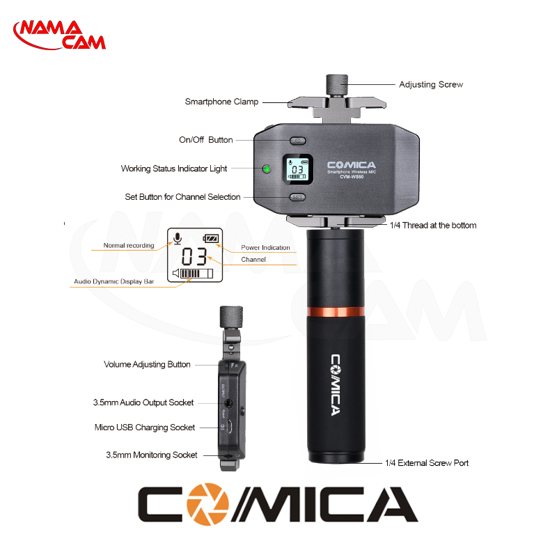 میکروفون یقه ای بیسیم موبایل Comica CVM-WS50B