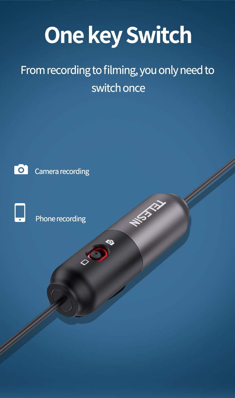 میکروفون یقه‌ای تلسین مخصوص موبایل و دوربین Telesin lav02