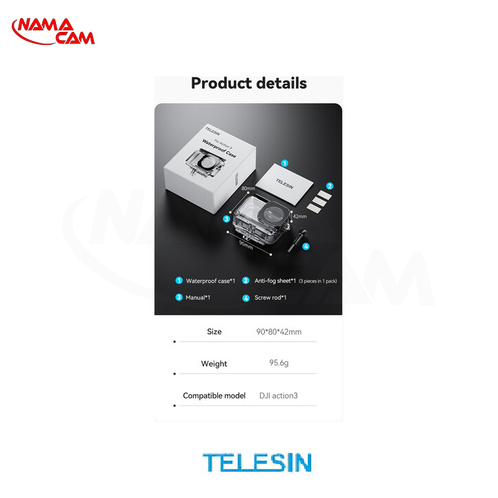 TELESIN Waterproof Case for DJI Osmo Action 3