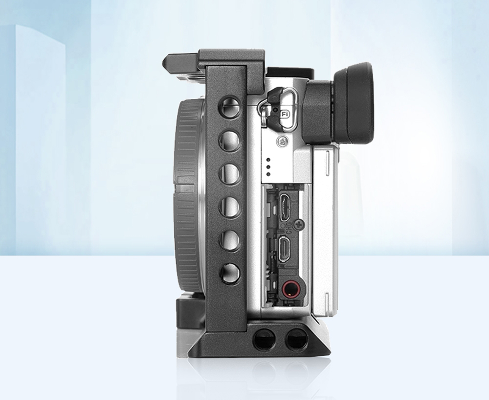 PULUZ Wood Handle Metal Camera Cage Stabilizer Rig For Sony A6400 / A6300 / A6100 / A6000/نماکم