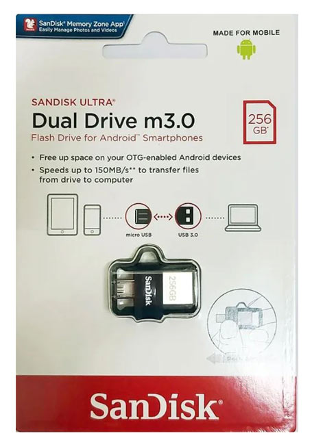 فلش مموری سن دیسک Sandisk Ultra Dual Drive M3.0 ظرفیت256GB /نماکم