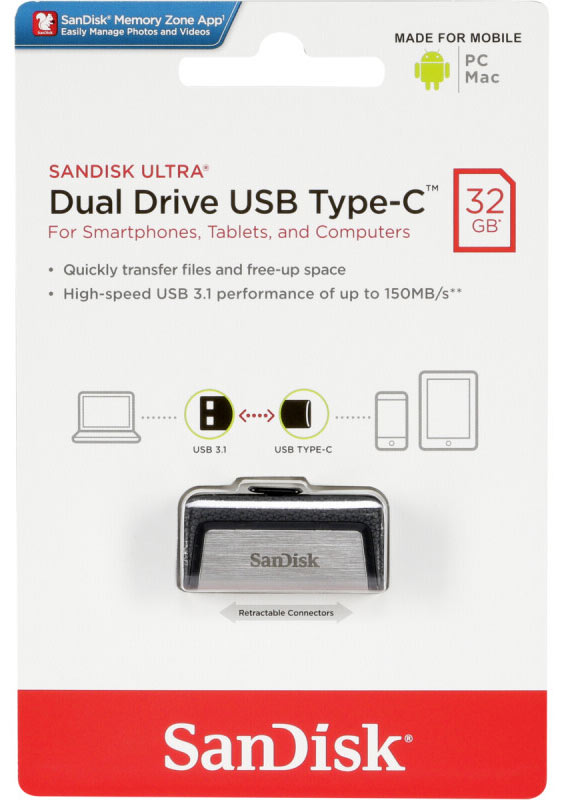 فلش مموری سن دیسک Sandisk Ultra Dual Drive USB Type-C ظرفیت32GB/نماکم