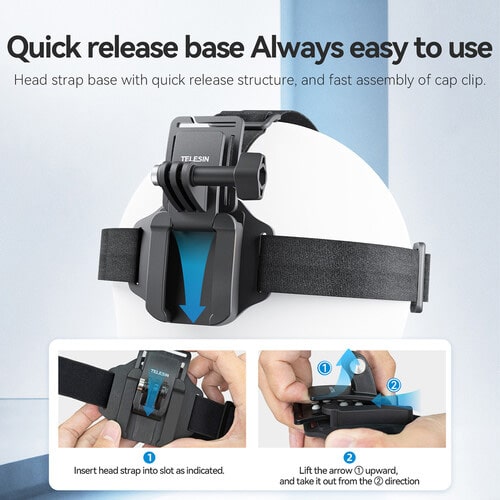 TELESIN 2-in-1 Quick Release Head Strap & Cap Clip for Action Camera/نماکم