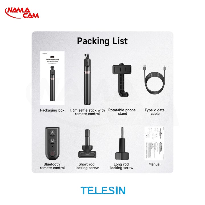 مونوپاد همراه با سه پایه ریموت‌دار تلسین برای گوپرو و موبایل - TELESIN RCSS-003/نماکم