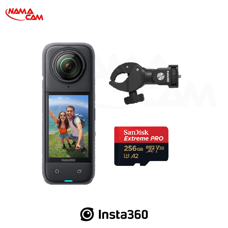 بسته موتورسواری Insta360 X4 + کارت حافظه 256 گیگابایت/نماکم