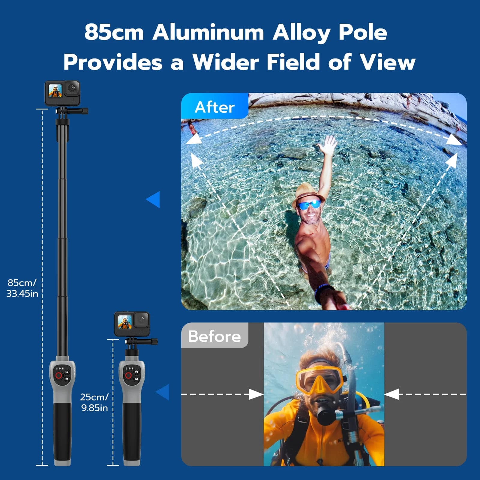 TELESIN underwater remote control selfie stick for Gopro/نماکم