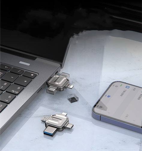 فلش مموری آیفون و اندروید 128 گیگ ( تایپ C و لایتنینگ و USB3 ) یسیدو - Yesido FL15 4 in1/نماکم