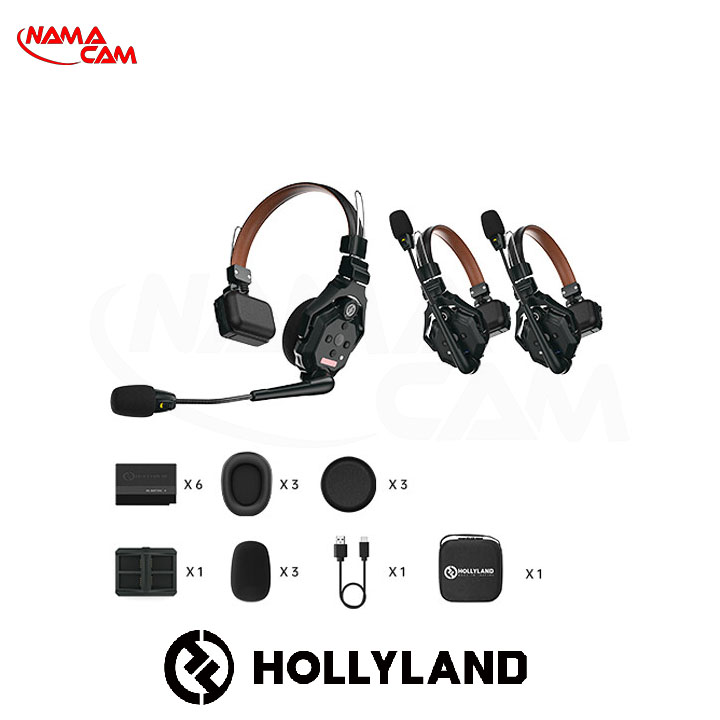 Hollyland Solidcom C1 Pro-3S Full-Duplex ENC Wireless Intercom System with 3 Headsets (1.9 GHz)/نماکم