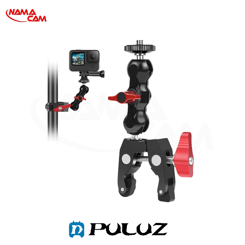 گیره خرچنگی اتصال به لوله همراه مجیک آرم - پلوز - PULUZ Magic Arm Ball Mount Clamp/نماکم