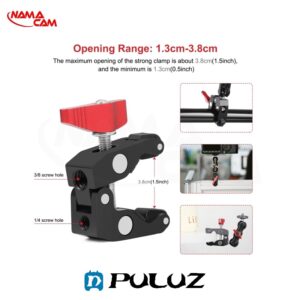 گیره خرچنگی اتصال به لوله همراه مجیک آرم - پلوز - PULUZ Magic Arm Ball Mount Clamp/نماکم
