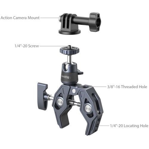 SmallRig Super Clamp with 360° Ball Head Mount for Action Cameras 4102B/نماکم