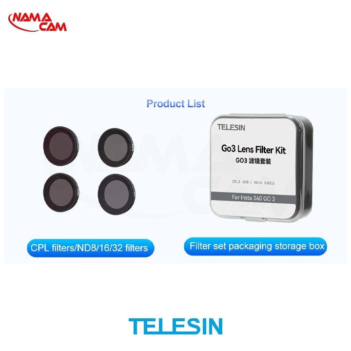 کیت فیلتر لنز اینستا 360 گو3 تلسین - Telesin Insta360 Go3/نماکم