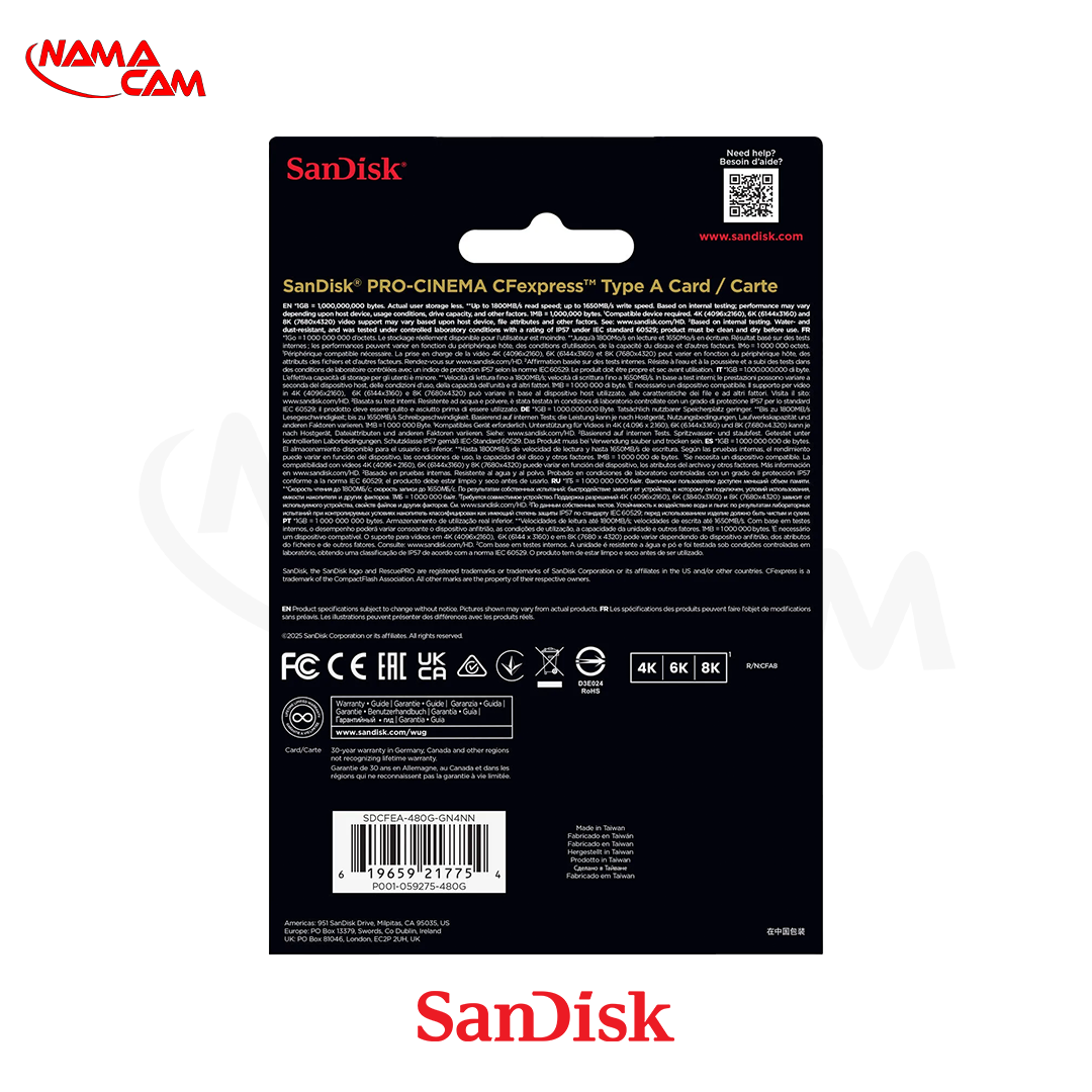 کارت حافظه سن دیسک 480 گیگ CFexpress تایپ A/نماکم