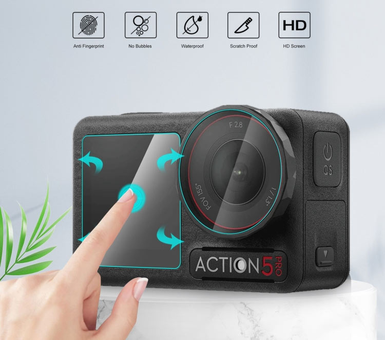 محافظ صفحه و گلس اکشن 5 پرو - For DJI Osmo Action 5 Pro Screen Tempered Glass/نماکم