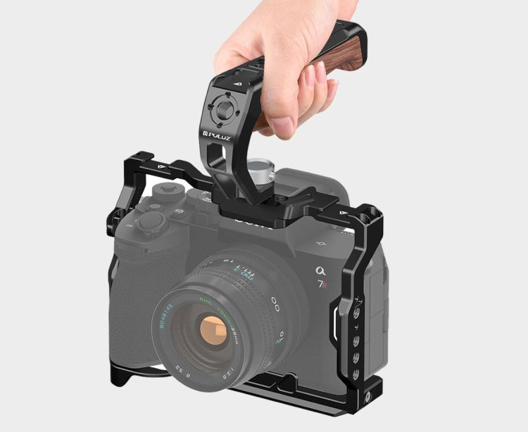 دسته فلزی و چوبی کیج دوربین - پلوز Metal Wooden Top Handle with Cold Shoe/نماکم