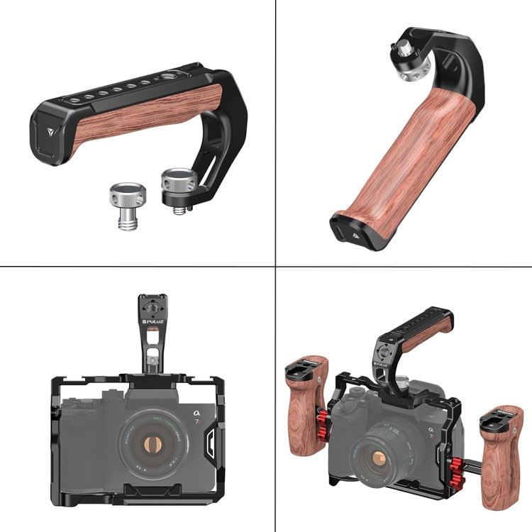 دسته فلزی و چوبی کیج دوربین - پلوز Metal Wooden Top Handle with Cold Shoe/نماکم