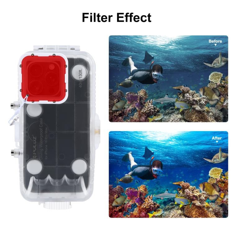  For iPhone 16 Pro Max 40m/130ft Waterproof Diving Case/نماکم/قاب