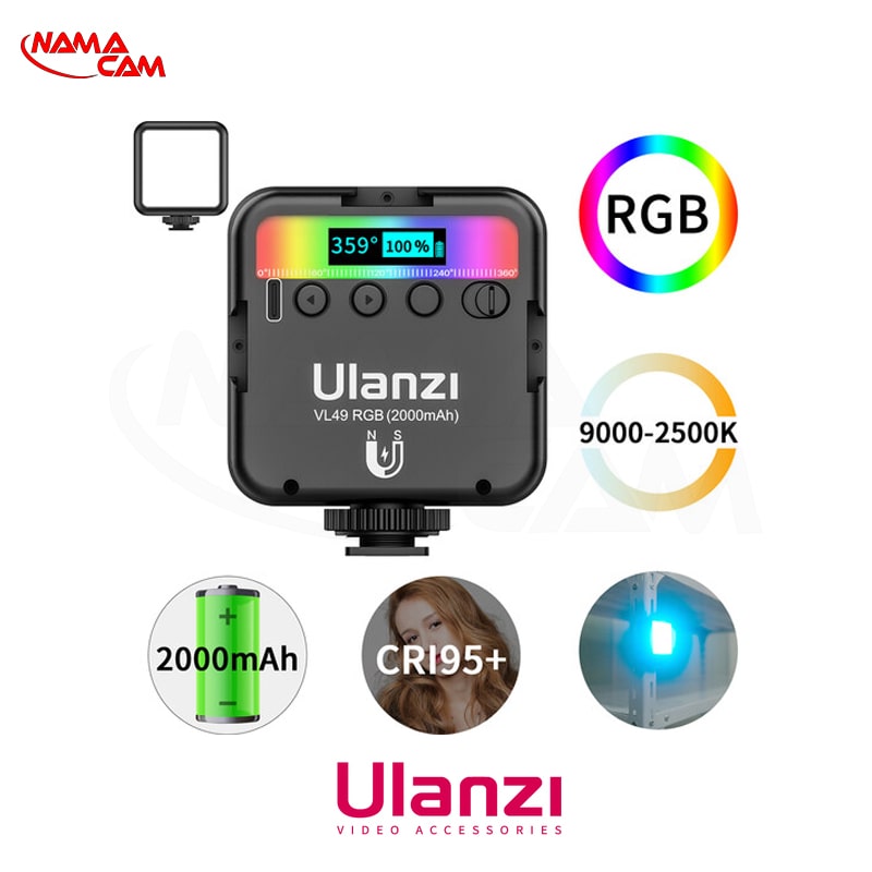 مینی ویدئو لایت RGB اولانزی-VL-49 Rechargeable Mini RGB Light/نماکم