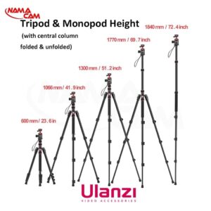 سهپایه و مونوپاد دوربین حرفهای اولانزی TT31 (184 سانتیمتر)/نماکم