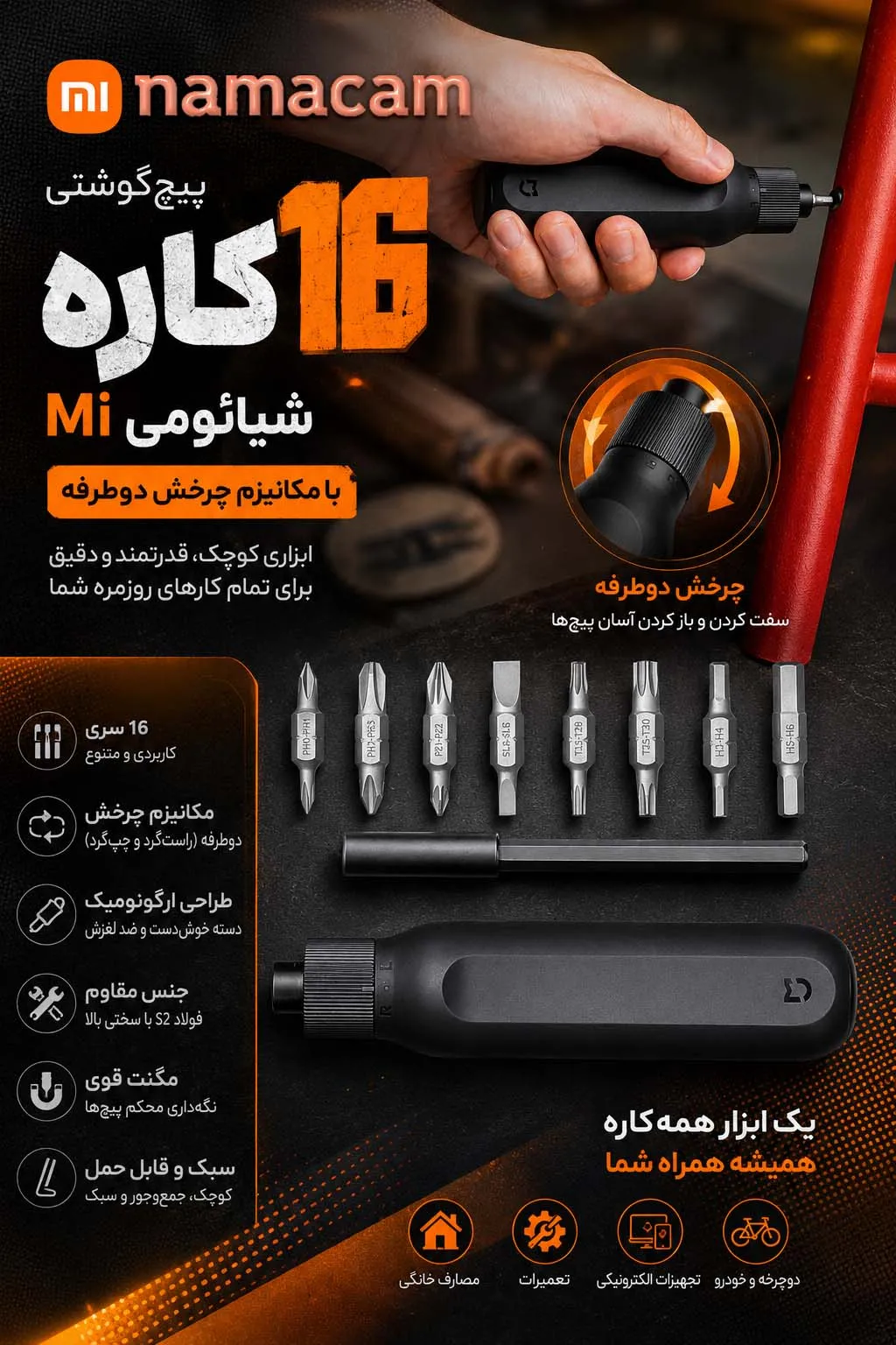 پوستر تبلیغاتی برای پیچ گوشتی شیائومی در نماکم