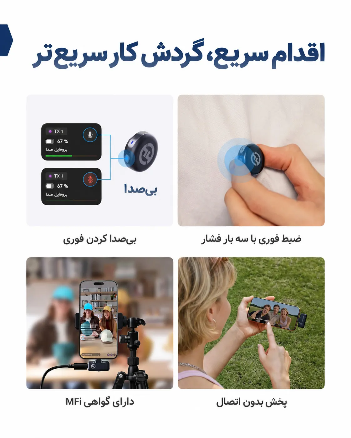 وصل سریع فرستنده میک بی سیم هالی لند M3