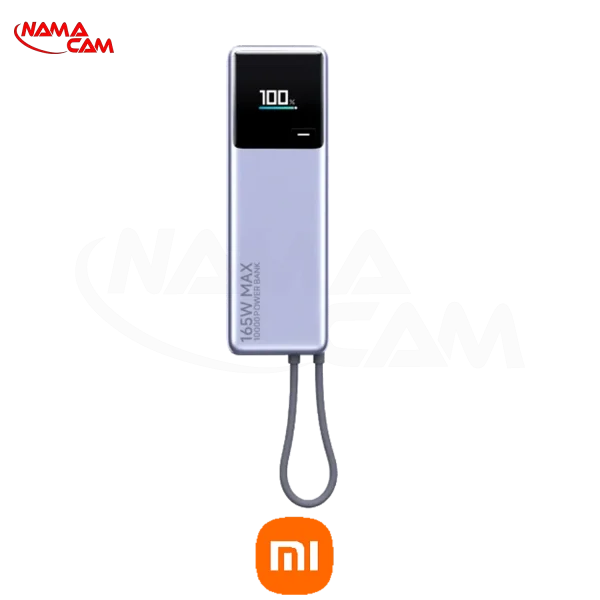 پاوربانک ۱۶۵ وات شیائومی ظرفیت ۱۰۰۰۰ میلی‌آمپرساعت با کابل متصل
