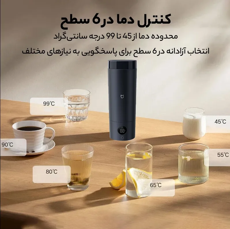 کنترل دما با ماگ برقی قابل حمل شیائومی میجیا ۲ (۳۵۰ میلی‌لیتر)