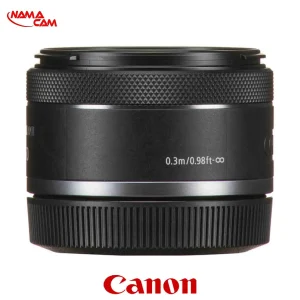 نمای جانبی لنز کانن ۵۰ میلی‌متری RF با دیافراگم f/1.8 و موتور فوکوس STM